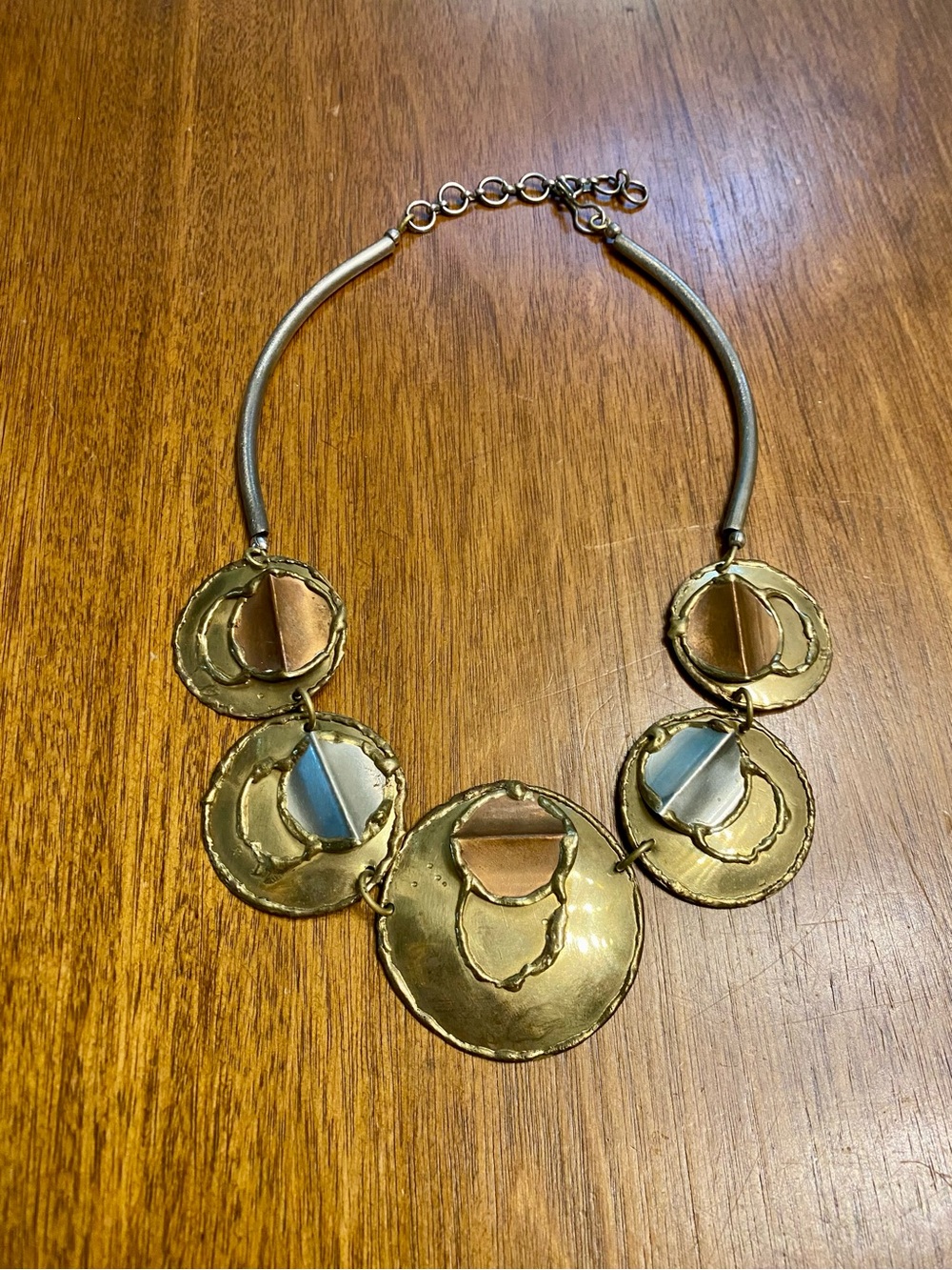 Vintage Brutalist Multi Disc Statement Necklace - Women’s Jewelry